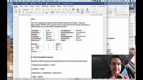 Linguistics 201 - Intro Linguistics - Morphology Practice Exercises - Cree