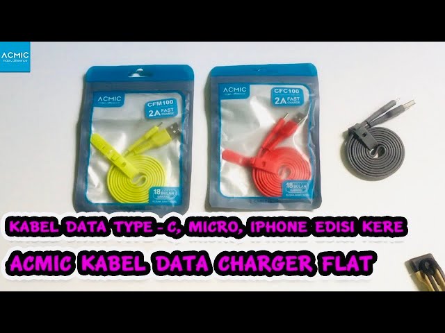 Acmic Kabel Data USB Flat Fast Charging | Type-C, Micro, Iphone Lightning [UNBOXING] class=