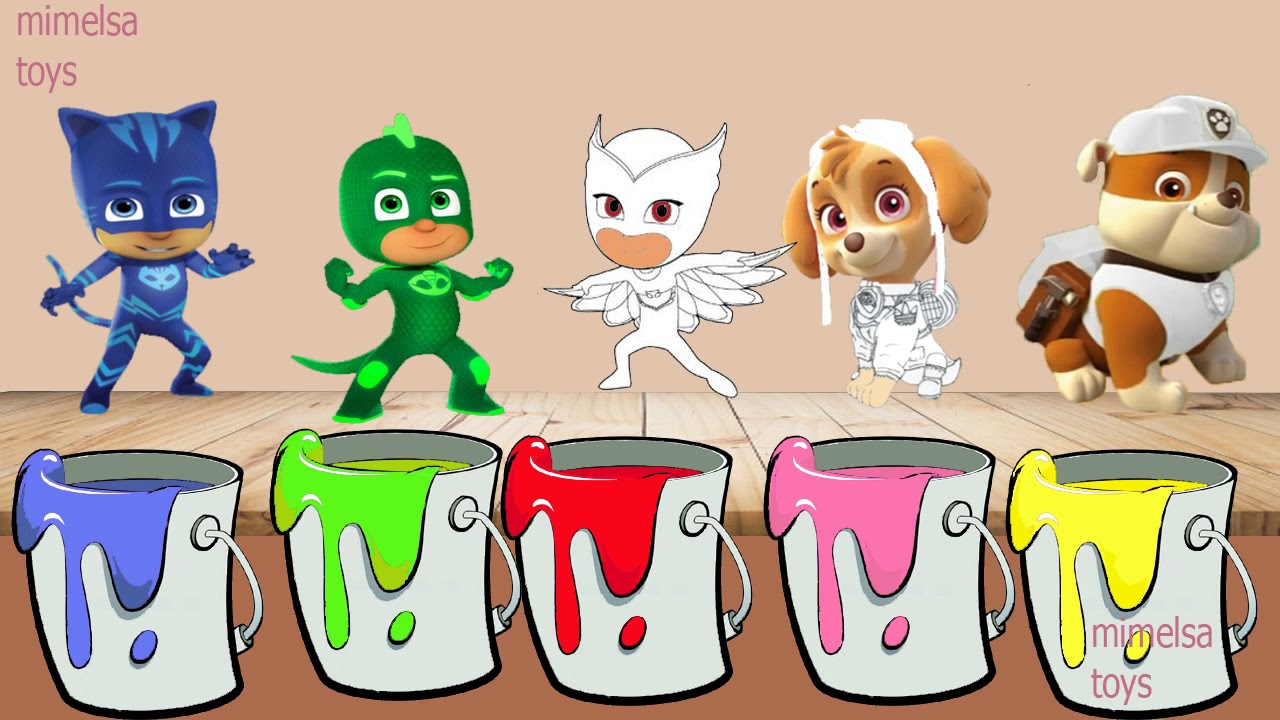 aprendemos los colores con pj mask y la patrulla canina - YouTube