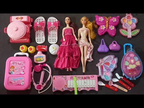 8 minutes Satiafying w/ unboxing Pretty barbie dolls makeup toys and kitchen set | pink doctor set