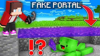 Mikey Builds FAKE Portal Lava To PRANK JJ Challenge - in Minecraft (Maizen)