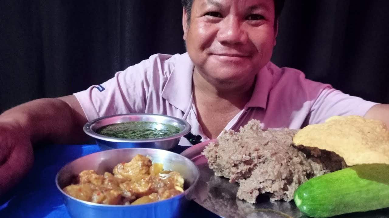 Mukbang with kodho ko dharo and chicken curry,sisnu ko jhol 