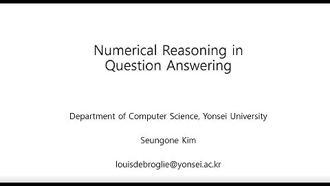 [Yonsei NLP Study S3] Numerical Reasoning in QA (Part 2)