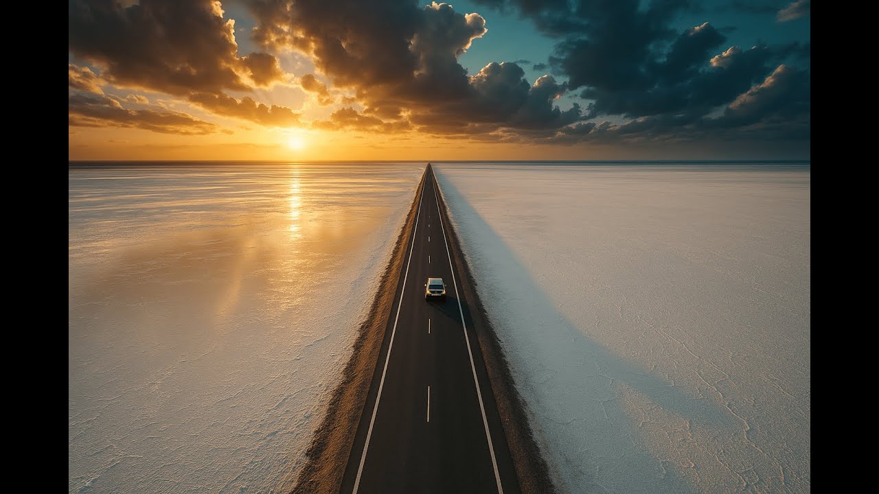 Rann of Kutch Salt Lake Drone Chase | Car on Heaven-Like Road | Mesmerizing DJI 4K Cinematic