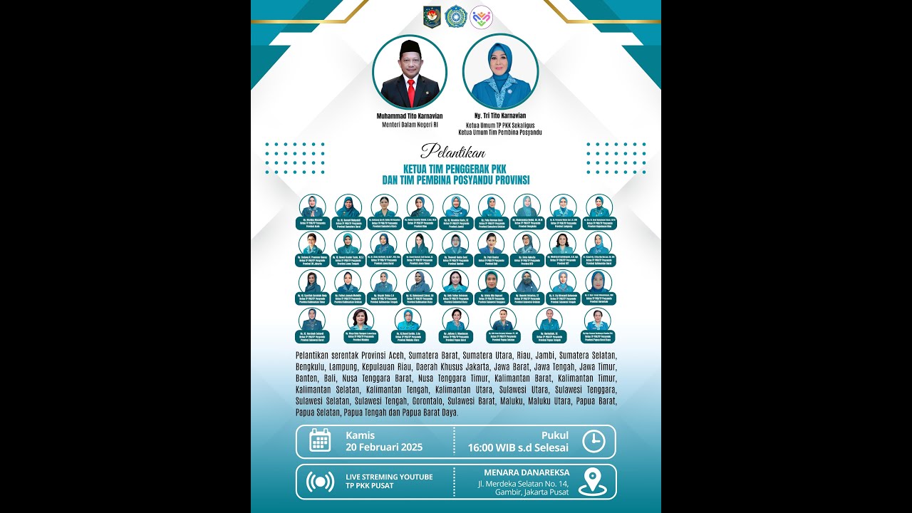 PELANTIKAN KETUA TIM PENGGERAK PKK DAN TIM PEMBINA POSYANDU PROVINSI