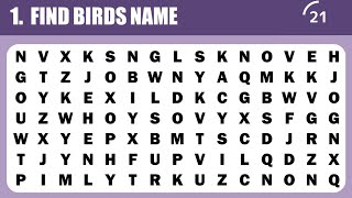 FIND BIRDS NAME 🐧🌳🦉 I PUZZLE NO 50 I WORD SEARCH I 25th JUNE