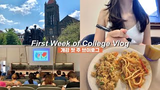 🇺🇸유학생 vlog 개강 첫 주: 풀학점 듣는 개 강한 1학년, 밤샘 과제, 미국 대학생 브이로그