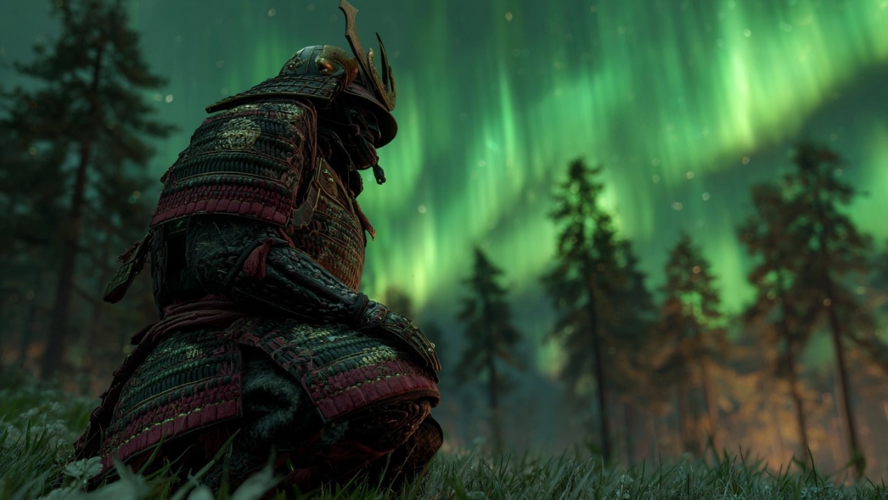 Samurai Warriors Bushido Green Aurora Glow Ritual | Epic Japanese Melodic Shakuhachi Music