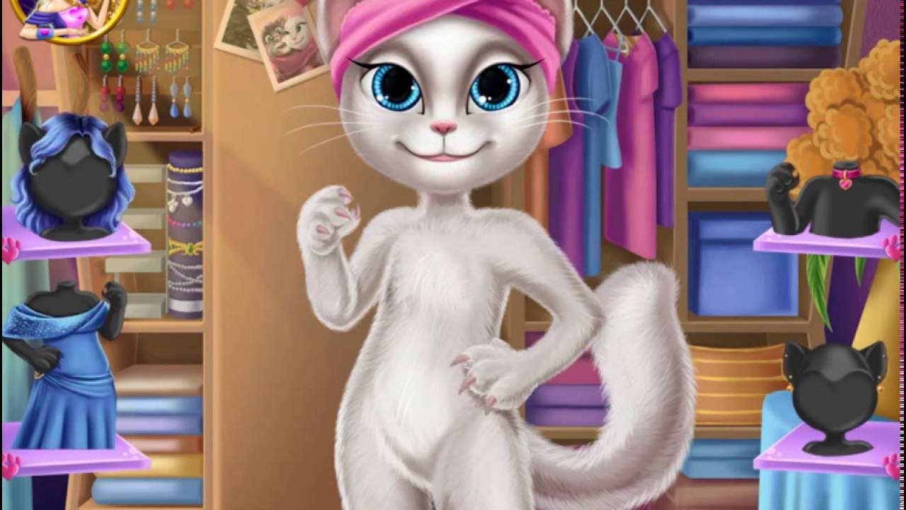 ГОВОРЯЩАЯ КОШЕЧКА АНДЖЕЛА ДЕЛАЕМ МАСКИ, ПРИМЕРЯЕМ НАРЯДЫ Talking Tom cat an...