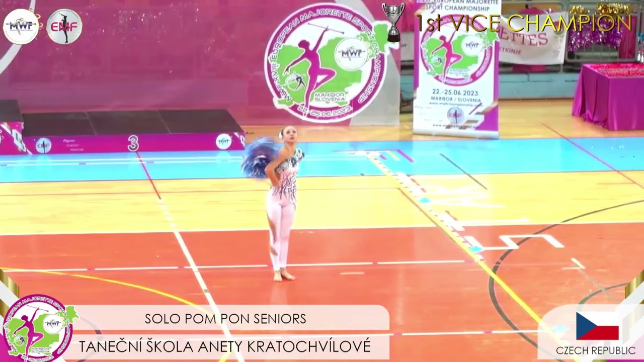 MWF/ 🏆 EUROPEAN 1st VICE CHAMPION 2023. 🏆SOLO POM PON SENIORS/ TANEČNI ŠKOLA A. KRATOCHVILOVE - CZ