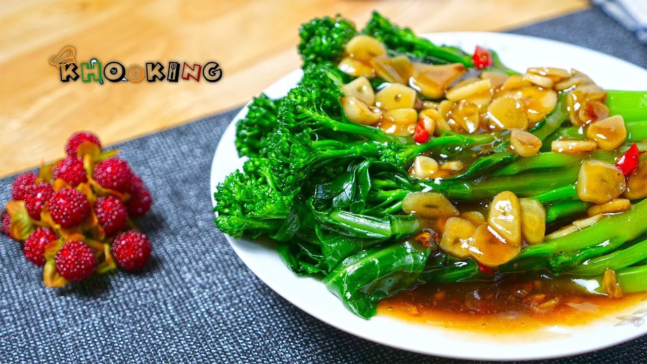 ខាត់ណាប្រេងខ្យងពិសេស Chinese Kale with oyster sauce Cooking Recipe