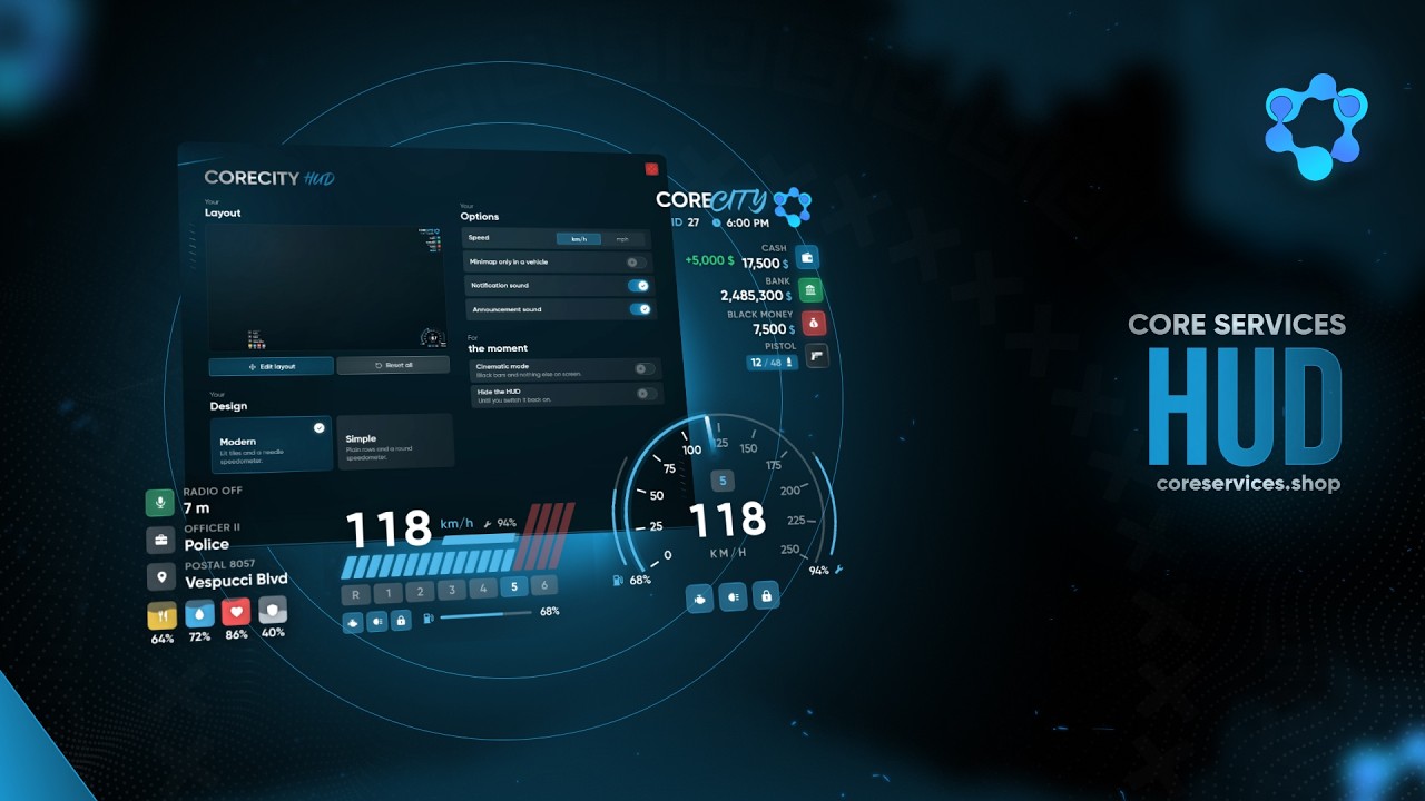 FiveM HUD Script (ESX, QBCore, Qbox) | CS HUD - YouTube