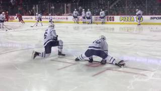 Toronto Maple Leafs Warm ups pre Calgary Flames - November 30, 2016 marner does splits