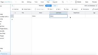 How to create a database with different fields in WIX. Workers sample