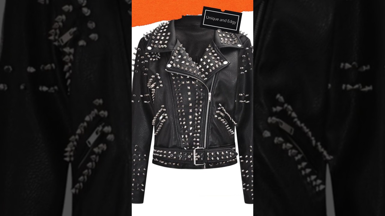 Black Leather Studded Stylish Heavy Punk Jacket 