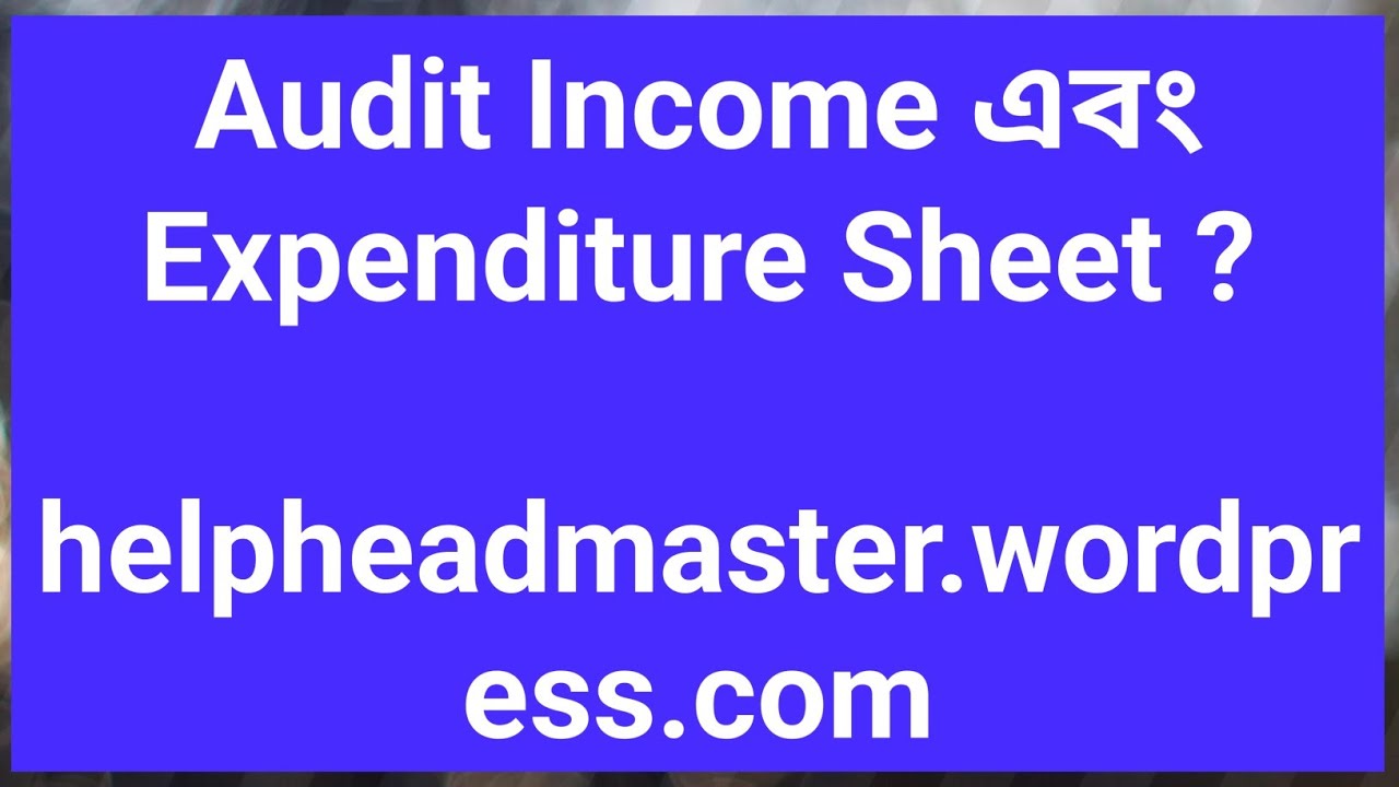 Audit Income and Expenditure Sheet | Audit Report - YouTube