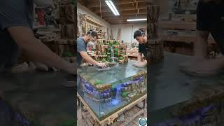 “I Built a Bottomless Waterfall Table… and It Looks Impossible 🤯” #shorts #resintable #epoxyresin