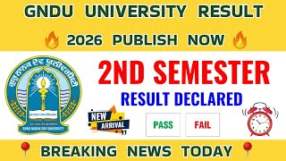 Gndu Result 2026 Publish Now 😱 2nd / 4th / 6th Semester ✍️ Gndu Result News Today | Latest Update