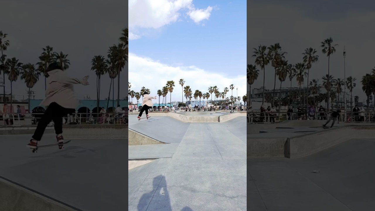 Just another day of skateboarding at Venice beach skatepark in Los Angeles