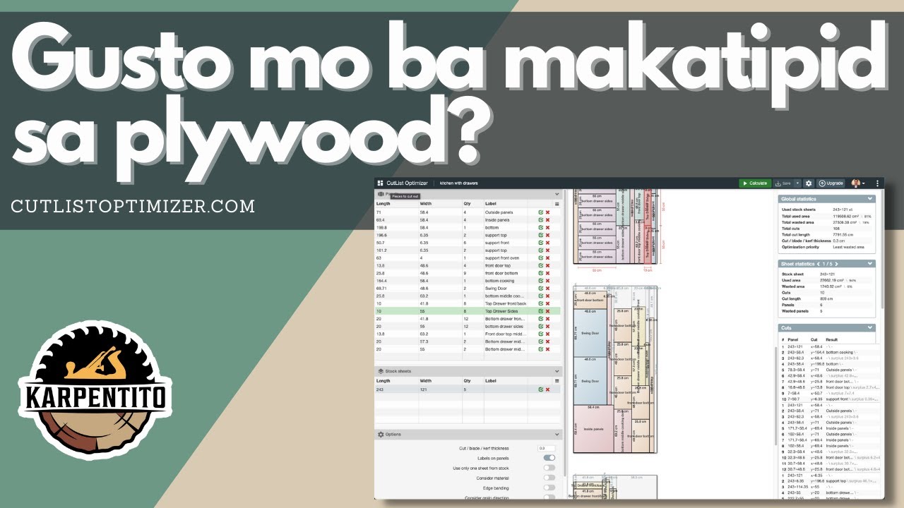 Gusto mo ba makatipid sa plywood cutlist optimizer youtube