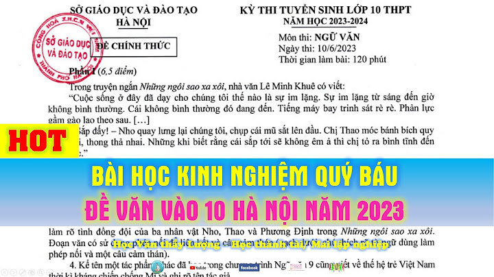 Đề thi tuyển sinh lớp 10 môn văn 2023 huế năm 2024