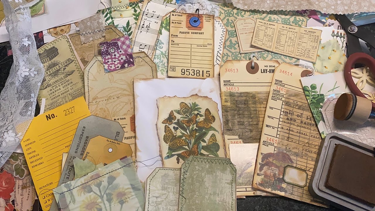 DIY Ephemera for junk journal / tags, journal cards, collage 