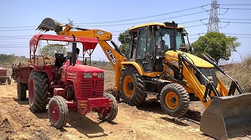 Jcb 3dx Backhoe Loading Mud In Mahindra Tractor Trolley For Making Pond | Jcb And Tractor Cartoon |