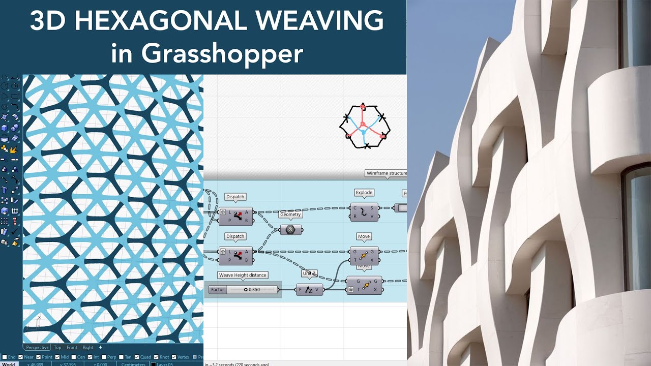 3D Hexagonal Weave Façade using Grasshopper + ترجمة عربية - YouTube