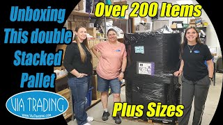 I unbox this Double Stacked pallet from Via Trading Liquidation - It takes 3 of us to Get it done!