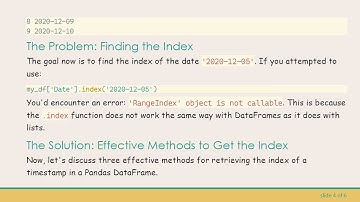 Getting the Index of a Timestamp Element in a Pandas DataFrame: The Correct Function Explained