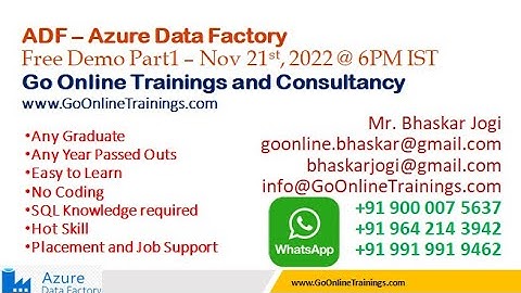 01 Azure Data Factory Demo Part1 - Nov 21st, 2022 | Bhaskar Jogi | Go Online Trainings | 9000075637
