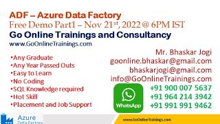 01 Azure Data Factory Demo Part1 - Nov 21st, 2022 | Bhaskar Jogi | Go Online Trainings | 9000075637