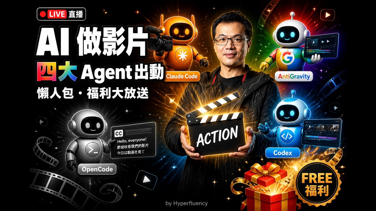 懶人包大放送！用 4 大 AI Agent 全自動產出 3 種實用影片_Hyperframes 懶人包福利大放送 三大類型影片包_ - YouTube