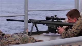 Exercice de tir au fusil de précision Barrett .50 par des tireurs d'élite US
