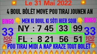 Boul Cho Pou Jodia kise 31 Mai 2022 Mariage+Lotto4 Bingo NY 85,33 Flo 99,93 ?