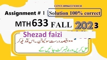 mth 633 assignment 1 solution fall 2023|mth633 assignment 1 solution fall 2023|mth 633 assignment 1