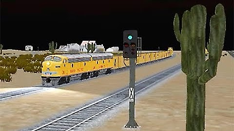 Train Sim - Desert Using EMD F9 UP at Night - Simulasi Kereta Api