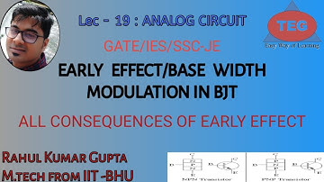 Lec-19 BJT- Early Effect (Base Width Modulation) Explained || By Rahul Gupta || The Easy Gate||HINDI