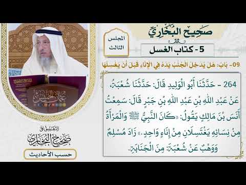 [264] حديث: كان النبي والمرأة من نسائه يغتسلان من إناء واحد [باب: هل يدخل الجنب يده في الإناء]