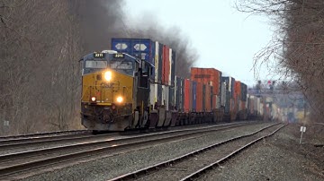 CSX and NS Power on Long Stack Train Eastbound 4K UHD