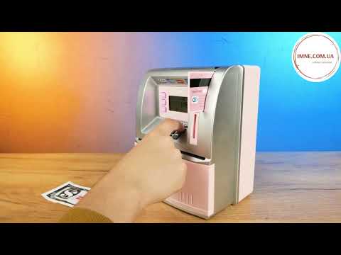 Интерактивная копилка банкомат ATM с паролем ребёнку для хранения сбережений / Игрушка сейф звук выдает деньги, видео 1