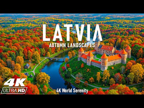 Есен в Латвия 4K Балтийски гори тихи езера и древни градове в есенни цветове