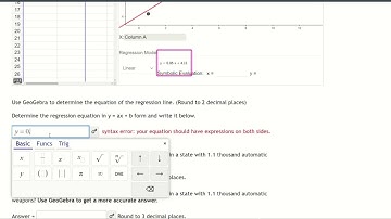 Using GeoGebra to find Regression Equation