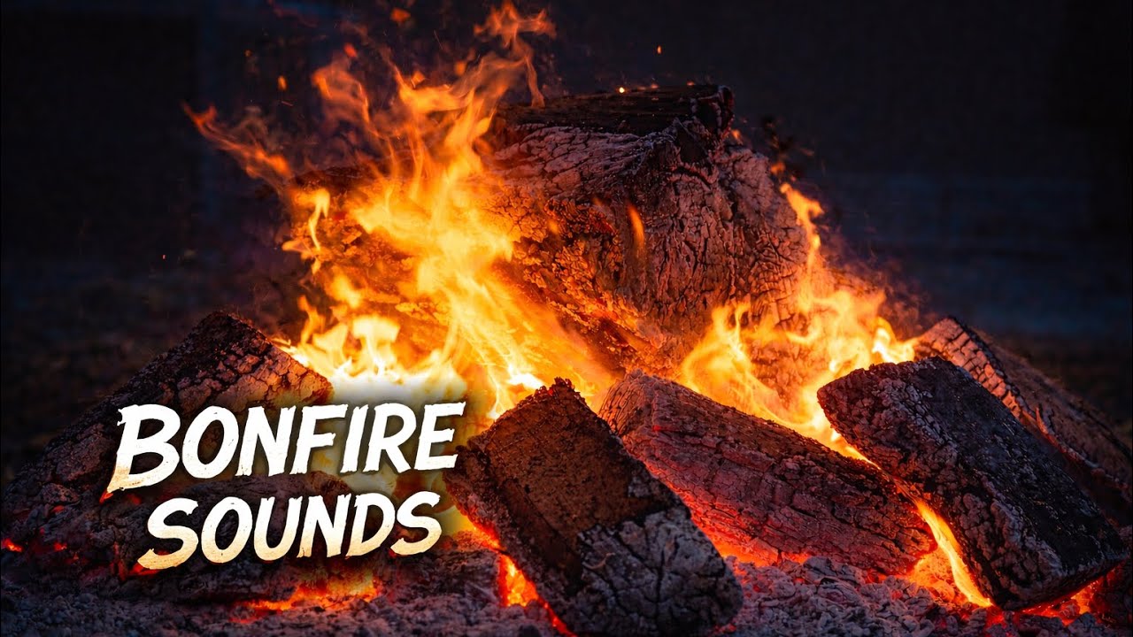 Bonfire Sound at Night | Fire Crackling for Deep Sleep and Relaxation (1 hour)