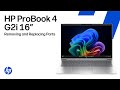 Removing &amp; replacing parts | HP ProBook 4 G2i/G2a/G2ah 16-inch Notebook AI PC/ Next Gen AI PC