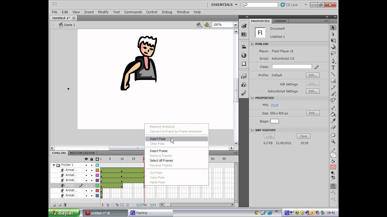 Adobe Flash CS5 character creation classes 1 - YouTube