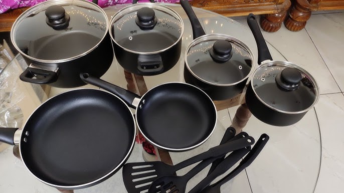 Basics Non-Stick Cookware 15-Piece Set, Pots, Pans and Utensils,  Black