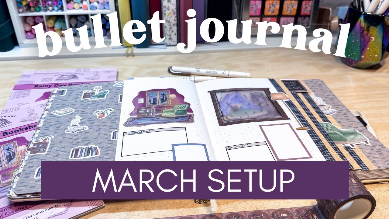 March 2026 Bullet Journal Setup | Waterfall Dutch Door Journal Spread