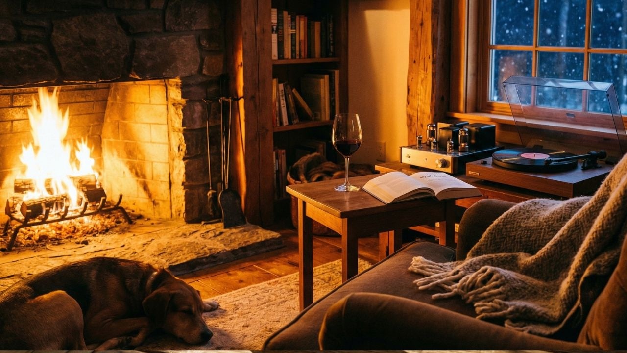Sunday Night Jazz 🍷 Cozy Fireplace & Vinyl Records to Unwind | Relaxing ...