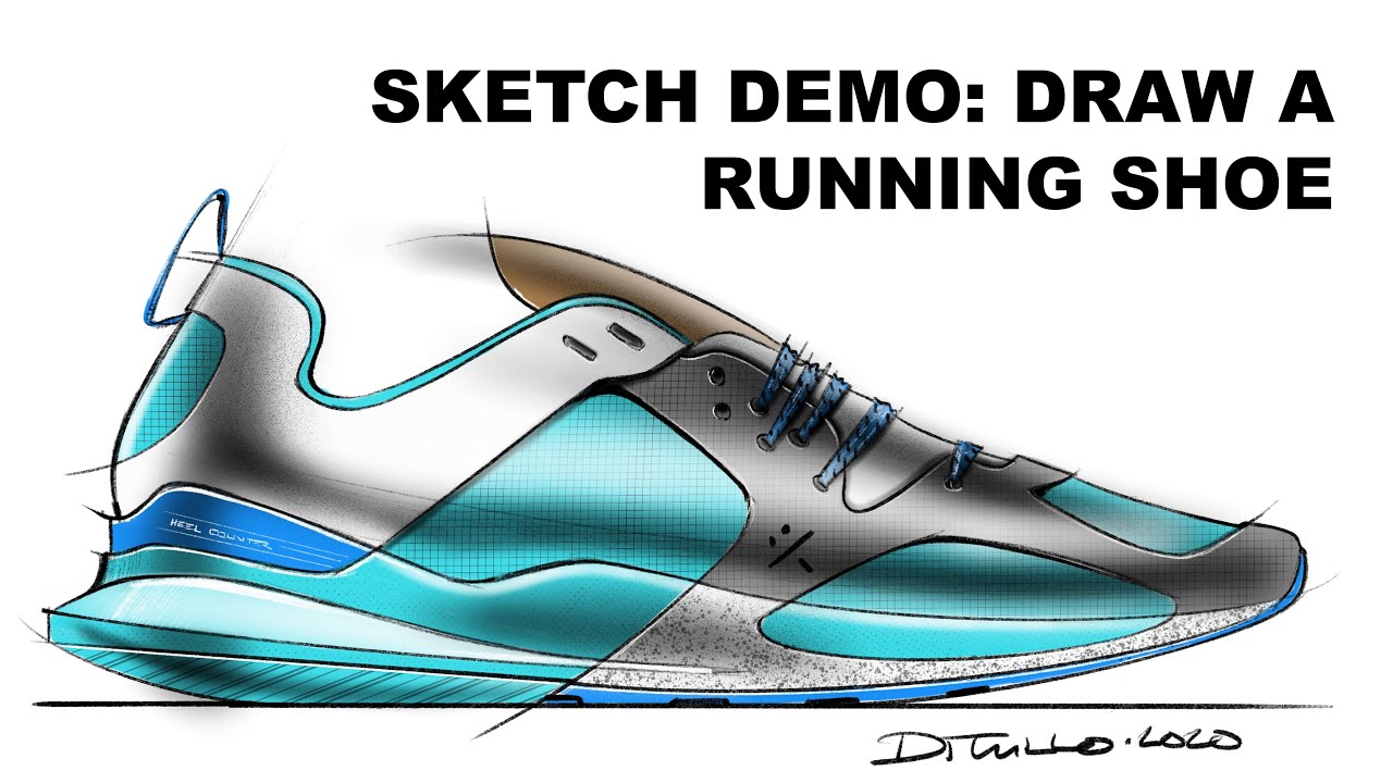 To Draw Running Shoe: Sketch Demo - YouTube